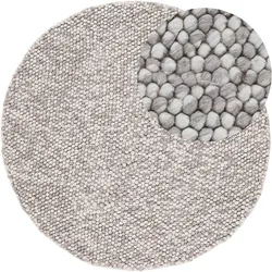 Teppich CARPETFINE "Calo", beige (dunkelbeige), H:16mm Ø:200cm, Wolle, Polyester, Teppiche, Handweb Teppich, Uni-Farben, meliert, handgewebt, 70% Wolle