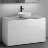 neoro n50 Unterschrank B: 120 cm mit 3 Auszügen, Waschtisch Ø 40 cm weiß matt, B: 120.5 BN0064WM+BN0454WH+BN0404C3
