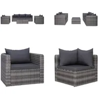 vidaXL 6 tlg. Garten Sofagarnitur mit Polstern&Kissen Poly Rattan Grau - Garten-Sofagarnitur - Garten-Sofagarnituren - Gartensofa-Set - Gartensofa-... - Grau