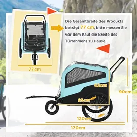 PawHut 2-in-1 Hundeanhänger blau 2023