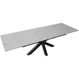 Sam Esstisch Keramik weiß 180(260) x 90 ausziehbar Spider-Gestell schwarz MIMO