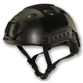 QHIU Taktischer Helm, PJ-Typ, leicht, schützend, schnell, für Airsoft, Paintball, CS, Spiel, Outdoor-Sport, mit Brille (BK-2)