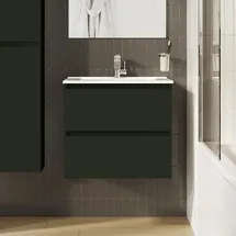 Evineo Waschbeckenunterschrank 2 Auszüge 60 x 53 cm Grau