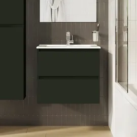 Evineo Waschbeckenunterschrank 2 Auszüge 60 x 53 cm Grau
