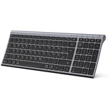 iClever Bluetooth Tastatur, Kabellose Tastatur mit 3 Bluetooth Kanälen, Funk Tastatur wiederaufladbar, für Windows PC/Chrome/Mac - Graphit, Deutsches QWERTZ-Layout