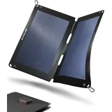 Solar Charger Outdoor, Solarmodul flexibel, Solaranlage Camping, Solar Charger wasserdicht mit leistungsstarker 12W Ladekapazität, 2 x USB Anschluss, Black