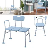 UISEBRT Badewannensitz Senioren Duschstuhl Höhenverstellbar Duschhocker für Senioren rutschfest Duschbank mit Gepolstertem Griff, Rückenlehne und Armlehnen Badewannenstuhl 150KG