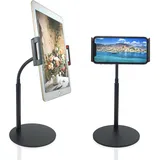 Tablet-Ständer, Schwanenhals, Tablet-Halter, 360 Grad drehbarer Telefonhalter, Schreibtisch-Ständer, flexibler Desktop-Tablet-Ständer für iPad, iPhone, Samsung Tab, 4,7 - 11 Zoll Geräte (schwarz)