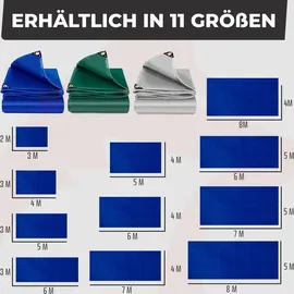 Rotfuchs Premium Abdeckplane mit Ösen 300 x 400 cm, 12m2 - 700 g/m2 PVC RipStop-Gewebe Reißfest & Wasserdicht Universell für Pool, LKW, Holz Gartenmöbel Abdeckung, Gewebeplane Blau 300 x 400 cm