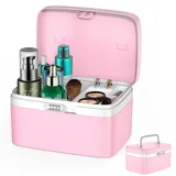 Kosmetikkoffer Groß Make up Koffer Schminkkoffer ABS Beauty Case Abschließbarer Friseurkoffer Nagelkoffer Werkzugkoffer Mädchen Schminkkoffer Beauty Case Pink