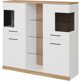 OTTO home Highboard Ribe 120 x 112 x 35 cm Weiß/Schwarz