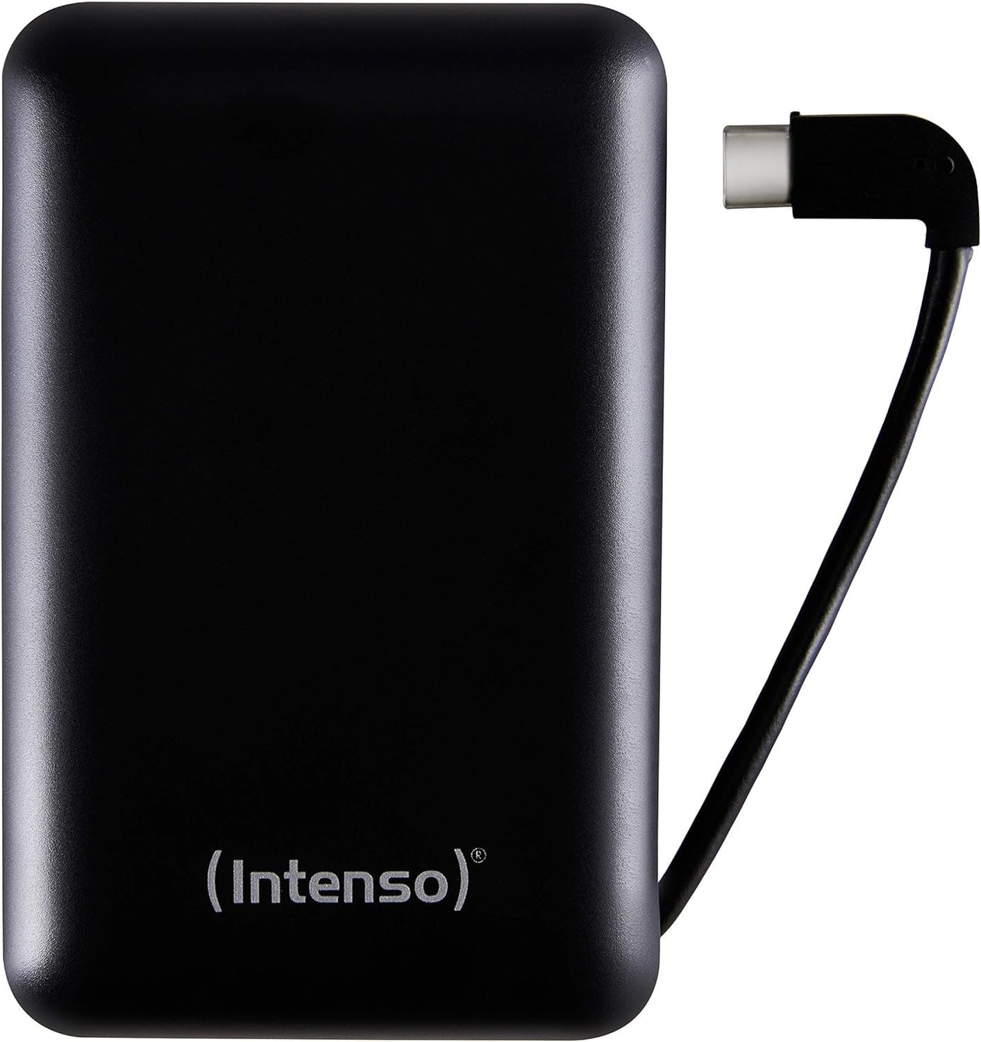 Intenso 7314530 Powerbank XC10000, externes Ladegerät, integriertes USB Type C Ladekabel (10000mAh, geeignet für Smartphone/Tablet PC/MP3 Player/Digitalkamera) schwarz