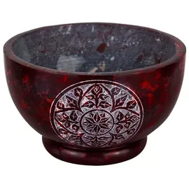 Nklaus Räucherschale Speckstein Räucherschale rot 12,5x8cm Blume des Lebens / Mandala Weihr rot