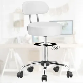 CASARIA Rollhocker mit Rückenlehne weiß