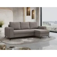 Ecksofa L-form, Bettsofa mit Schlaffunktion, zwei Bettkasten - AXEL - Braun - Braun