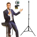 TronicXL Webcam mit Autofokus Ringlicht Lampe 210cm Stativ Full HD Mikrofon 1920x1080p Stereo Geräuschunterdrückung Hintergrund I für Computer PC Laptop