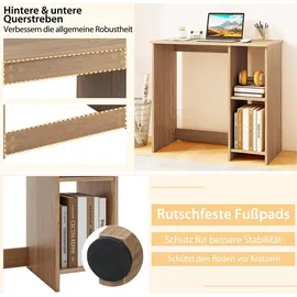 Costway Kleiner Schreibtisch, Computertisch mit 2 Fächern, PC-Tisch, Bürotisch für kleine Räume, 80 x 40 x 74 cm, Natur