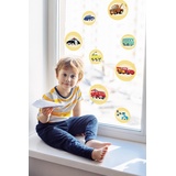 KOMAR Disney Fenstersticker Cars Ka-Chow Bubbles - Größe 30 x 30 cm, 2 Bogen - Kinderzimmer, Babyzimmer, Fensteraufkleber, Fensterbild