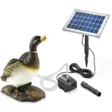 esotec Wasserspeier mit Solarpumpe Ente | Teichfigur Gartenfigur & Gartenstatue | Tauchpumpe Set | Gartenbrunnen Solar für draussen Springbrunnen für außen outdoor Vogeltränke H=31,5cm 101659