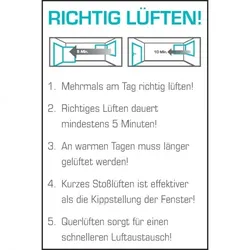 Schild I Aushang RICHTIG LÜFTEN!, Kunststoff, 200x300mm