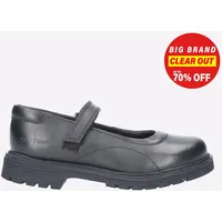 Hush Puppies Tally Junior Leder Mary Jane Schuhe Schwarz Touch Fastening