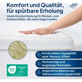 AM Qualitätsmatratzen Visco Topper 90 x 210 cm weiß