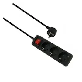 helos Steckdosenleiste CLASSIC, 3-fach, schwarz, 1,5m, mit Schalter