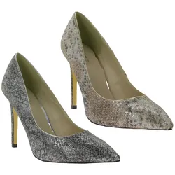MENBUR Damen High Heels Abend-Sandaletten mit Stiletto-Absatz glitzernde Ausgeh-Schuhe 07061 Silber/Schwarz oder Silber/Beige/Rosa - 37