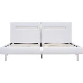 vidaXL Bettgestell mit LED Weiß Kunstleder 180×200 cm
