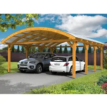 SKANHOLZ Franken Doppelcarport 6,35 x 7,55 m eiche hell inkl. Pfostenanker