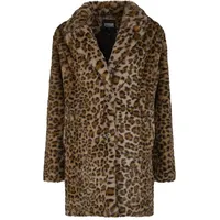 URBAN CLASSICS Damen Mantel Ladies Oversized Faux Fur Leo Coat, Kunstfell Mantel mit Leopardenmuster, Felljacke für Herbst & Winter, Größen XS - XL - XL