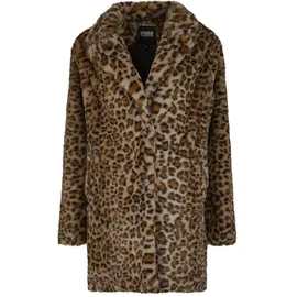 URBAN CLASSICS Damen Mantel Ladies Oversized Faux Fur Leo Coat, Kunstfell Mantel mit Leopardenmuster, Felljacke für Herbst & Winter, Größen XS - XL - XL