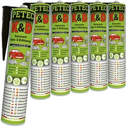 6x 310ml Petec Karosserie Klebe- & Dichtmasse Schwarz Karosseriekleber Elastisch: