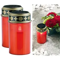 2er-Set Solar-LED-Grablichter mit Dauerlicht, rot