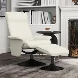 Homcom Relaxsessel mit Hocker Mikrofaser 71 x 104 x 69 cm Cremeweiß
