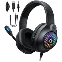Aukey GH-X1 RGB-Gaming-Headset mit Stereo-Sound 50-MM-Treiber Mikrofon mit Geräuschunterdrückung