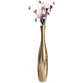 trends for living Edelste Deko-Bodenvase – Hohe Keramikvase für Pampasgras & Dekozweige - stabil, luxuriös, 50-90 cm höhe in Weiß, Schwarz, Grau, Silber und Gold (Gold, 50x12cm)