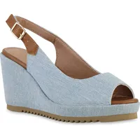 VAN HILL Keilsandaletten in Hellblau Denim - Blau
