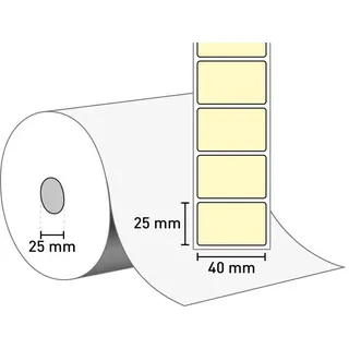 Pharmigo® Ultra TD (Thermopapier) 40 mm x 25 mm / gelb / permanent / 25 mm Kern / 1.500 Etiketten je Rolle MKZ 11057