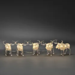 Konstsmide LED Acryl Elche, 5er-Set, 40 warm weiße Dioden, 24V, Außen (IP44), weißes Kabel - 6241-103