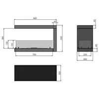 InFire – BIO-Eckkamin 80x50 cm bifazial - Schwarz