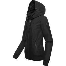 Ragwear Damen warme wasserdichte Winterjacke Outdoorjacke mit Kapuze Nuggie Melange Black Gr. XS - XS