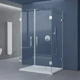 SoGood Ravenna40 Komplettdusche mit Schiebetür 120 x 80 cm transparent ESG-Sicherheitsglas Duschwanne