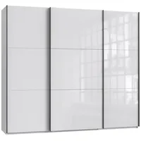 Luma-home Schwebetürenschrank Kleiderschrank 3-türig 250 cm Vollausstattung Glasfront Weiß
