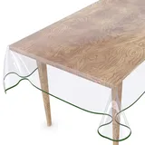 ANRO Tischdecke Transparent abwaschbar Durchsichtig Folie mit Saum in Grün Glasklar Tischfolie Tischschutz PVC Schutzdecke wasserabweisend 160x140cm 0,5mm