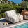 Oviala Gestreifter Gartensessel Modulsofa beige