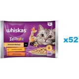 whiskas Adult 52x85g Creamy Variations Nassfutter für ausgewachsene Katzen in Sauce mit: Huhn und Gemüse, Lamm Pute