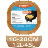 200 Stück Backpapier für Heißluftfritteuse 1,2L-4,5L, Stone TH 16-20cm Airfryer Backpapier Pergamentpapier Liner Kompatibel mit COSORI Philips Cecotec Midea Russell Hobbs Airfryer