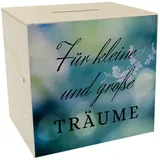 Traumerfüller Spardose aus Holz mit Spruch Für kleine und große Träume EIN schönes Sparschwein um Sich Träume zu erfüllen Sparen Geburtstag Sparbüchse Geld