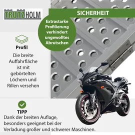 Baumarktplus DREIBREIT by TRUTZHOLM 3-fach Auffahrrampe klappbar Alu 255cm 115 cm Breite 1020kg grau gelocht